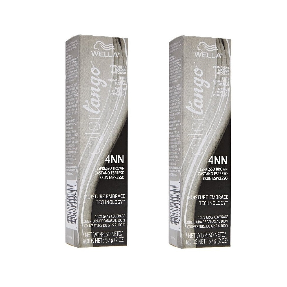 Wella Brown,Multicoloured (4Nn Â Pack Of 2) Color Tango 4Nn Espresso Brown Permanent Haircolor