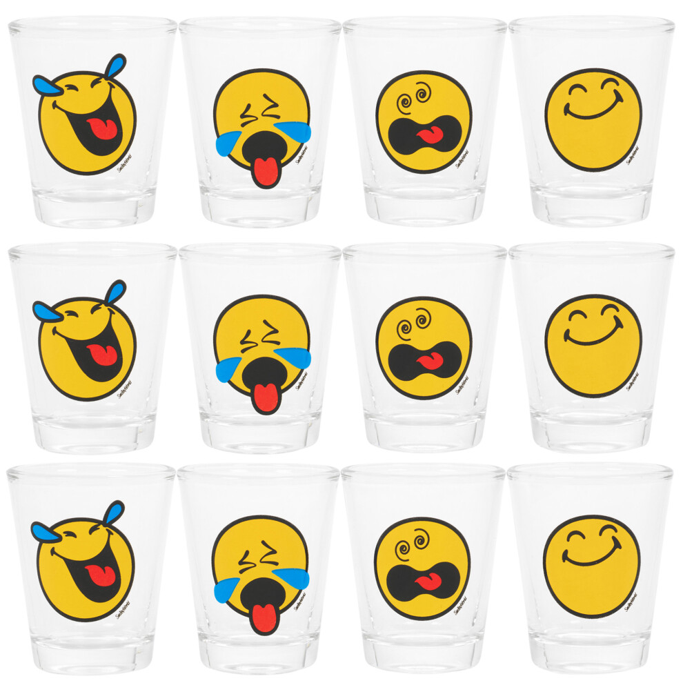 (Set of 12) Set Of 4 50ml Smiley Face Shot Glasses Tumblers