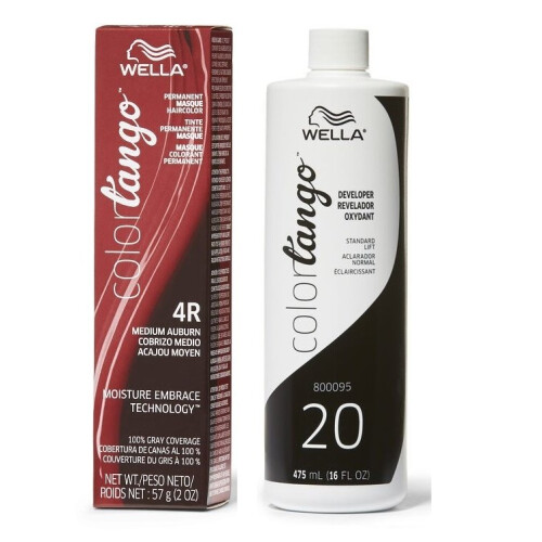 Wella (4R + Developer (Vol. 20) 16oz) Wella Color Tango 4R Medium Aubur Permanent Hiarcolor