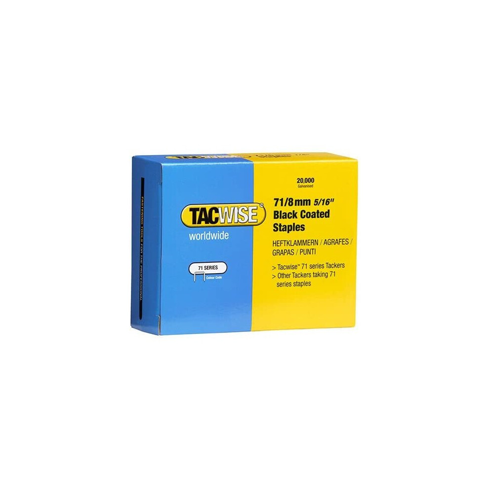 Tacwise Type 71/ 8mm Black Staples for Staple Gun - (Box of 20000)