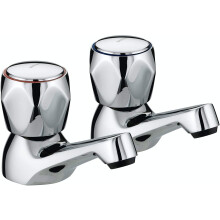 Bristan VAC 1/2 C MT Club Basin Taps - 2-Tap Set with Metal Heads, Chrome Plated