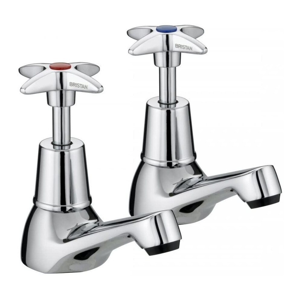 Bristan VAX 1/2 C 5412 Cross Top Basin Taps - Chrome Plated