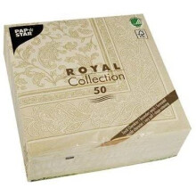 Papstar 11681 50 Serviettes ROYAL Collection 1/4 Fold 40 x 40 cm, Ornaments, Champagne