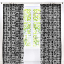 Bedlam - Football - Childrens Lined Pencil Pleat Curtains - 66' Width x 72' Drop (168 x 183cm) | Grey & Yellow