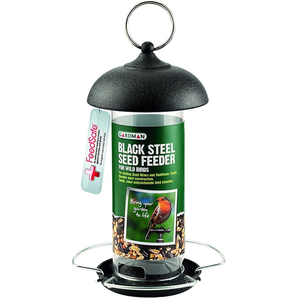 Gardman Black Steel Seed Feeder Bird, Green, 17.5 x 18 x 3.5 cm