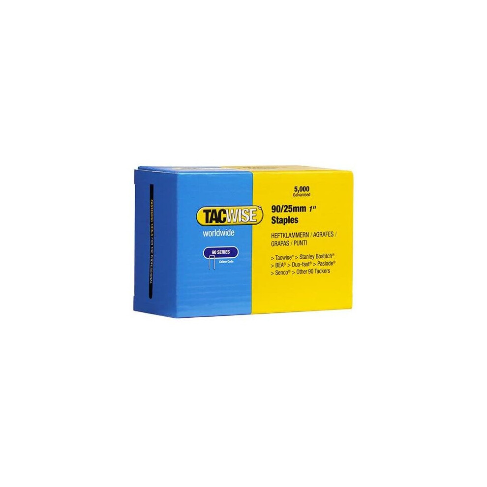 Tacwise 90/25mm Narrow Crown Staples (Box of 5000)