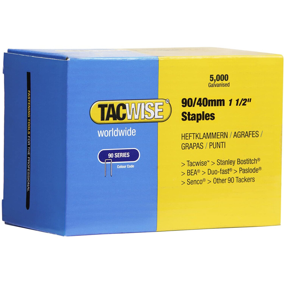 Tacwise Type 90/40Mm Narrow Crown Staples For Staple Gun (Box Of 5000) 5018505101226