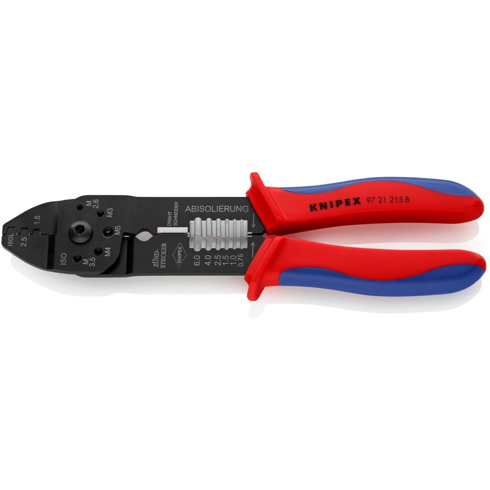 KNIPEX 97 21 215 B Crimping Pliers burnished with multi-component grips 230 mm