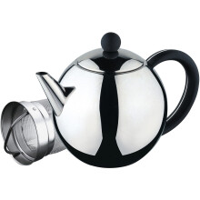 Café Ole Rondo Stainless Steel Tea Pot Easy Pour Teapot with Infuser Basket 17oz 500ml
