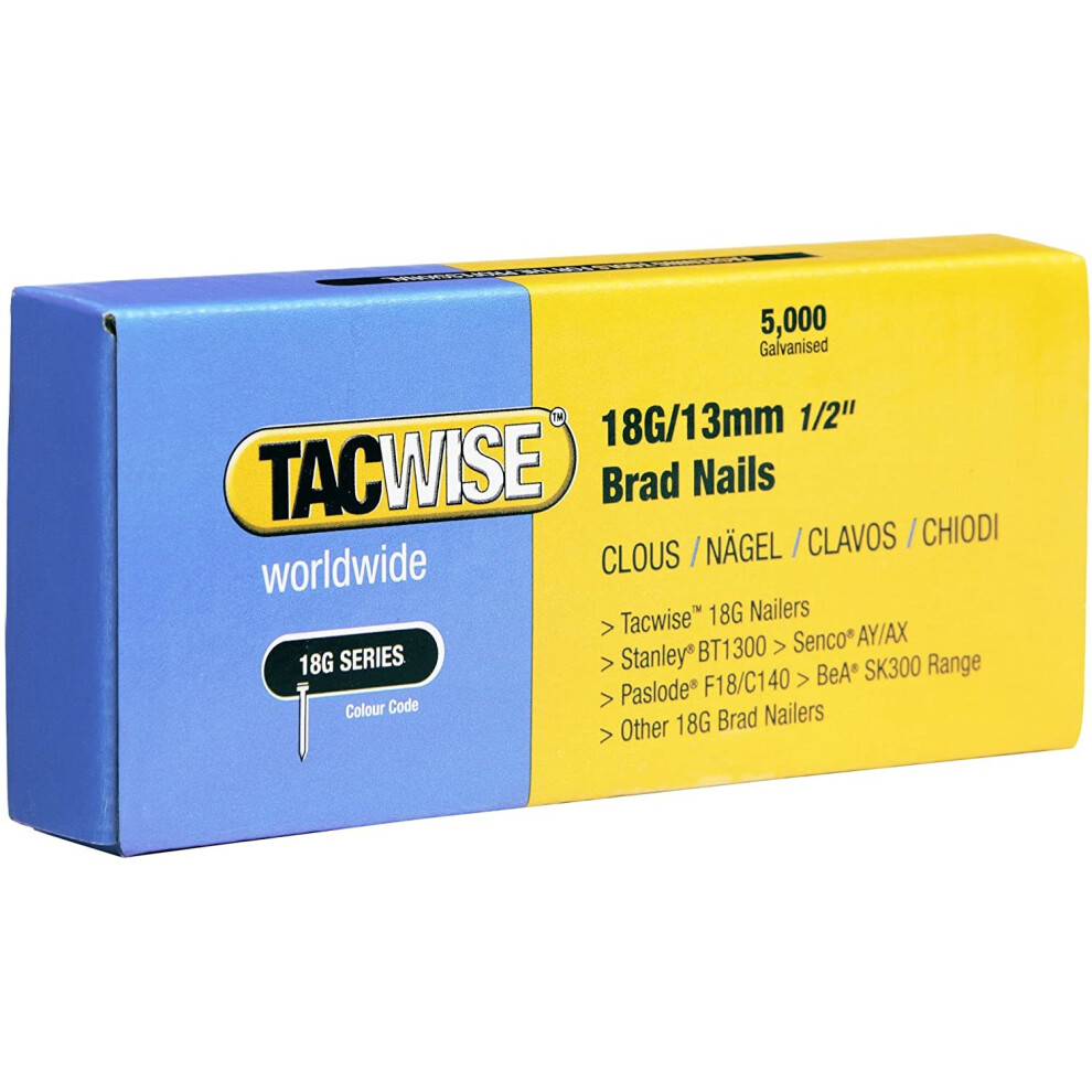 Tacwise 0393 18G/13Mm Nails For Nail Gun(Box Of 5000) 5018505101707