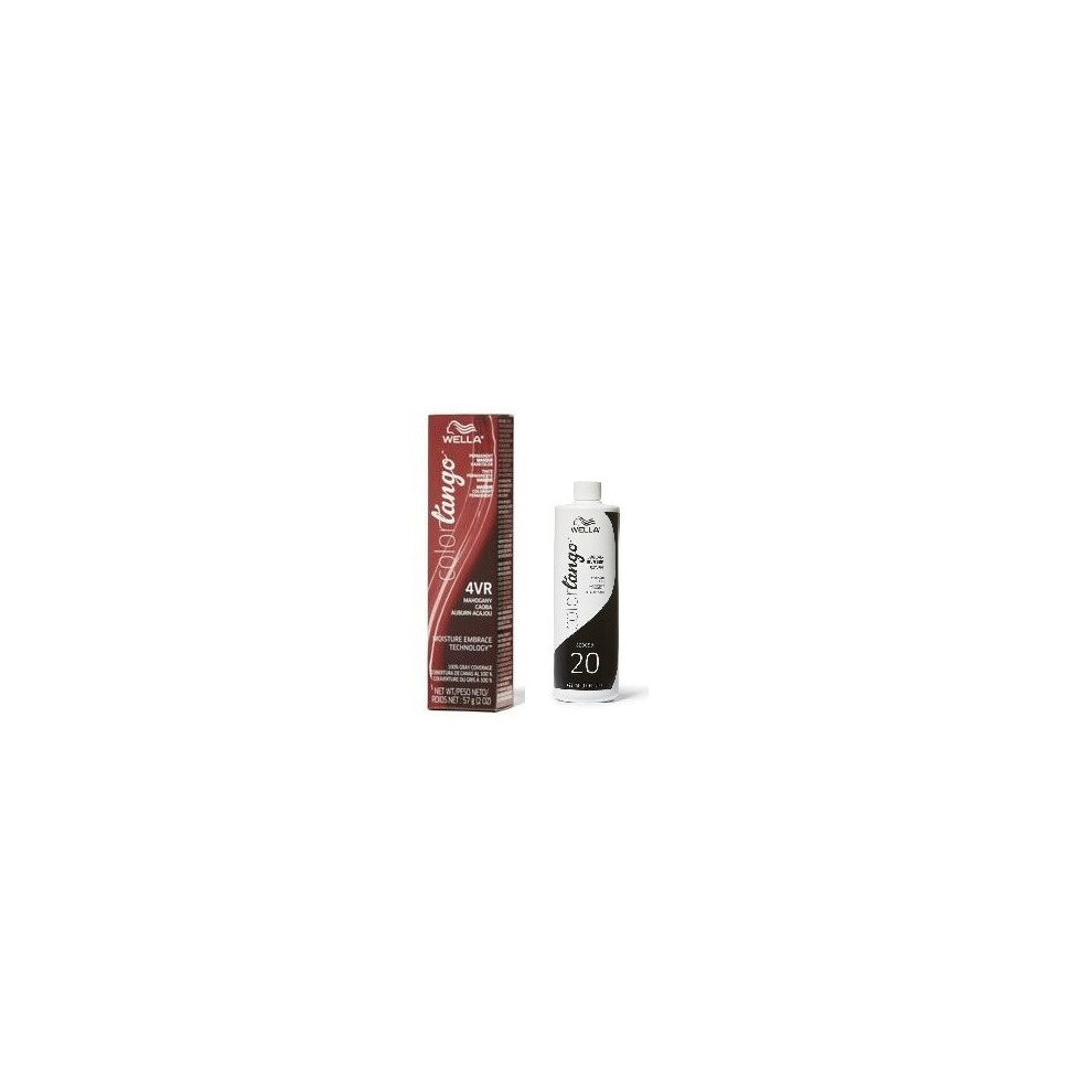 (4VR + Developer (Vol. 20) 16oz) Wella Color Tango 4VR Mahogany Permanent Haicolor