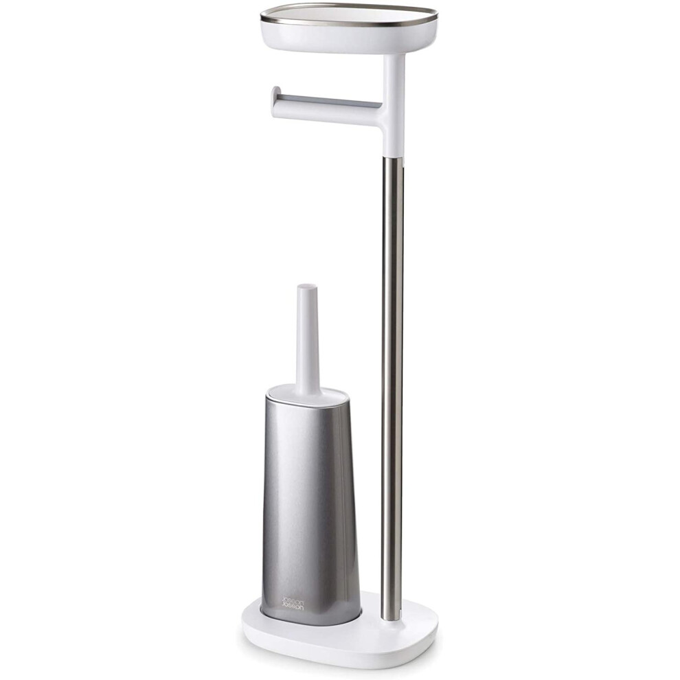 Joseph Joseph EasyStore Plus Standing Paper Holder with Flex Toilet Brush, Stainless Steel