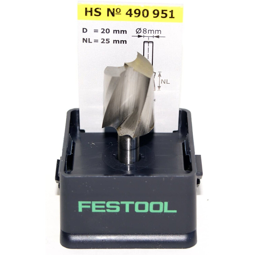 Festool 490951 Spiral Groove Cutter Shank 8 mm HS SPI S8 D20/25, Multi-Colour