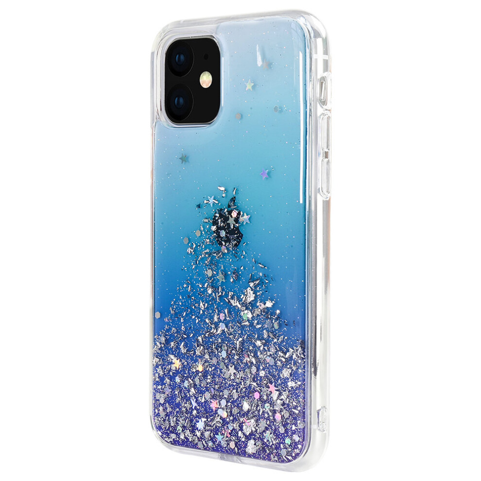 For Iphone 11 - Switcheasy Crystal Starfield Quicksand Style Case Blue 7437135750754