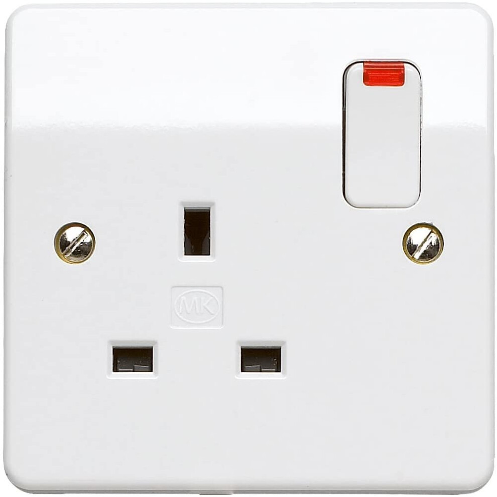 Mk K2657whi 13 Amp 1-Gang Double-Pole Switch Socket And Neon 5017490222947