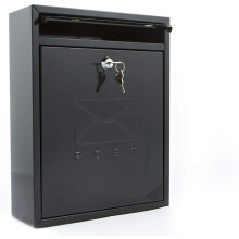 Burg Wächter MB05BK Compact Wall Mounted Galvanised Steel Lockable Weatherproof Post Box, Black, 26x33x9cm