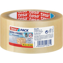 tesa UK 66 m x 50 mm Packaging Tape Ultra Strong PVC for Heavy Goods, Clear