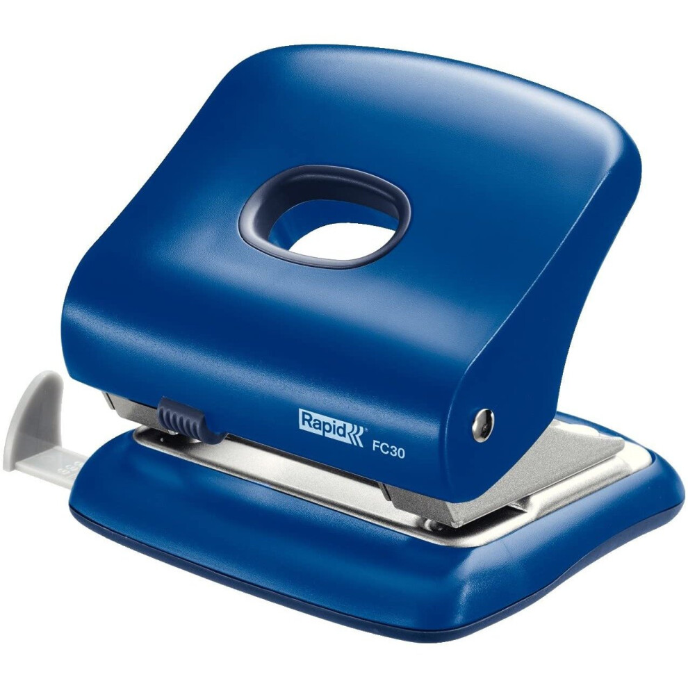 Rapid 23639402 FC30 Hole Punch, Guide Bar with Format Markings, Metal and Plastic, 30 Sheets, Aqua Blue