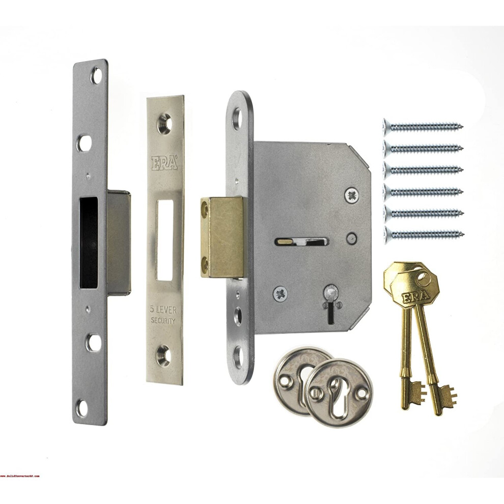 ERA Viscount 2.5-inch/ 64mm 5 Lever High Security Mortice Deadlock - Chrome Effect