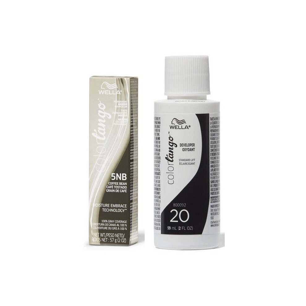 (5NB + Developer (Vol. 20) 2oz) Wella Color Tango 5NB Coffee Bean Permanent Haircolor