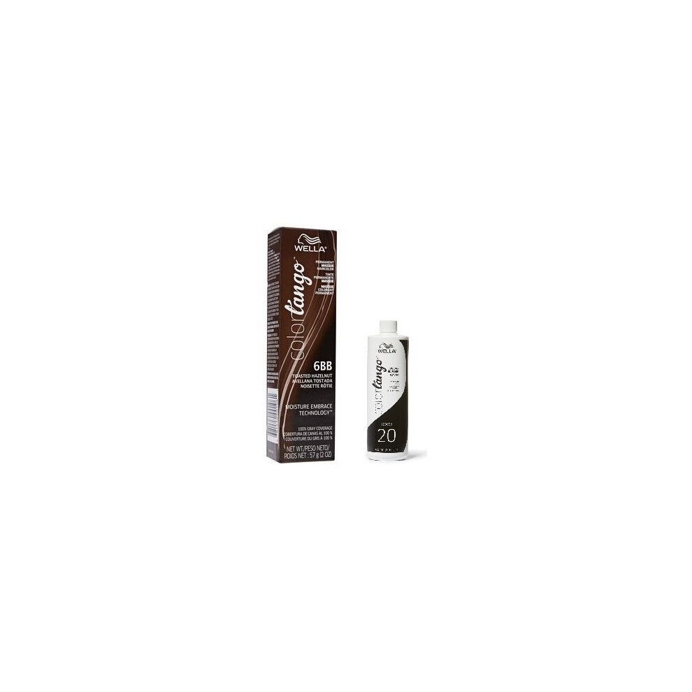 Wella (1C Slate + Developer (Vol. 20) 16Oz) Color Tango 6Bb Toasted Hazelnut Permanent Haircolor Multicoloured