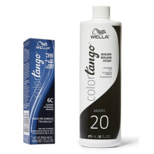 (6C + Developer (Vol. 20) 16oz) Wella Color Tango 6C Almond Permanent Haircolor