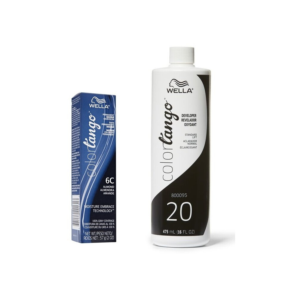 Wella Multicoloured (6C + Developer (Vol. 20) 16Oz) Color Tango 6C Almond Permanent Haircolor