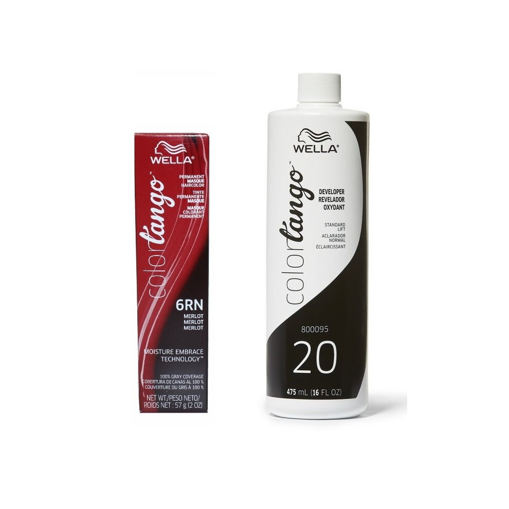Wella Multicoloured (6Rn + Developer (Vol. 20) 16Oz) Color Tango 6Rn Merlot Permanent Haircolor
