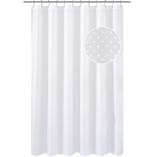 EUROSHOWERS (W250 X L200) White Diamond Polyester Shower Curtain - All Sizes