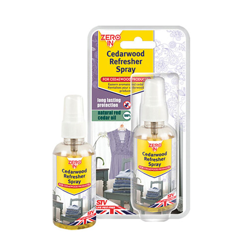 Zero In Cedarwood Refresher Spray - 75ml, Long-Lasting Cedar Scent for Cedar Items & Mothproof Covers (ZER039)