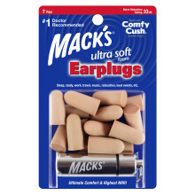Macks ULTRA Soft Foam Earplugs 32DB - 7 Pair Pack with FREE Travel Case