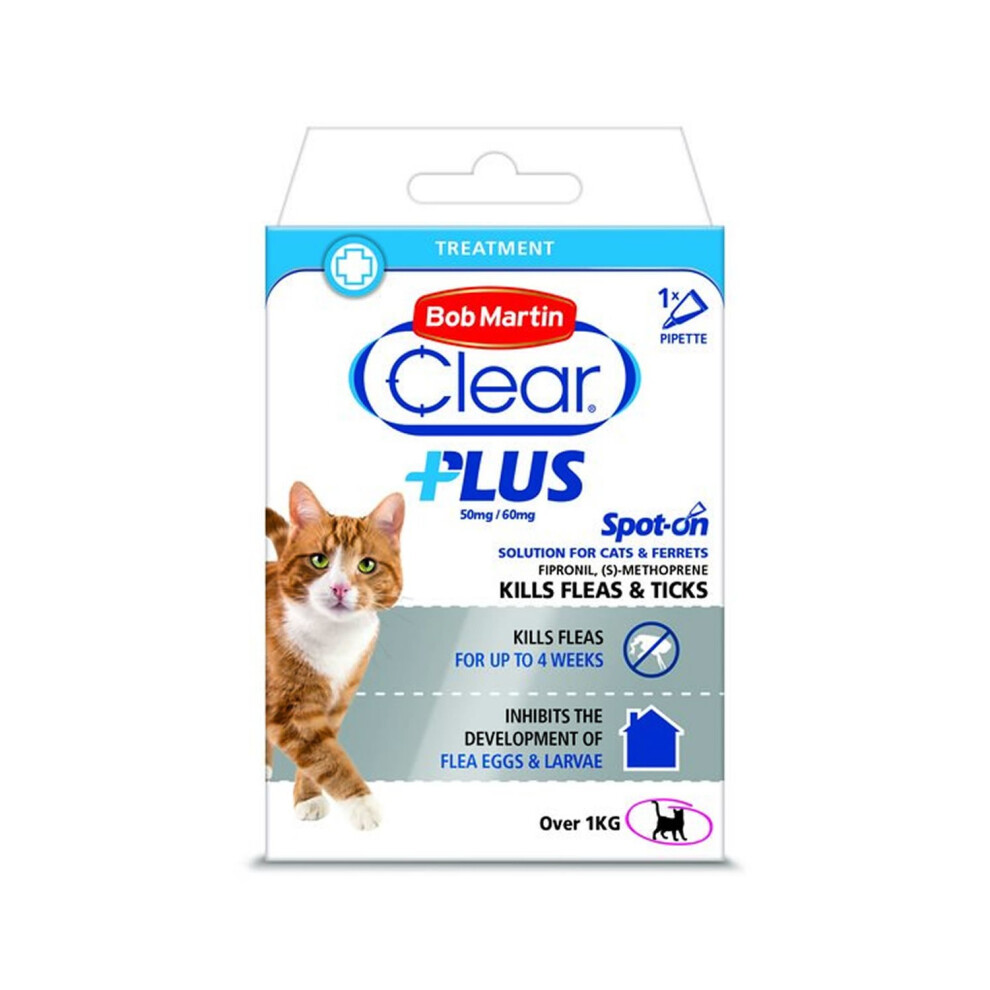 Bob Martin Clear Plus Spot On Solution For Cats & Ferrets  - 1 Tube [K2001]