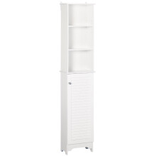 HOMCOM 165cm Slim Freestanding Bathroom Storage Cabinet with 3 Open Shelves & 3-Shelf Cupboard - White 834-242