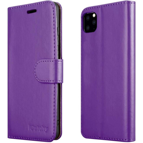 (Purple) For iPhone 11 Phone Wallet Book Leather Case