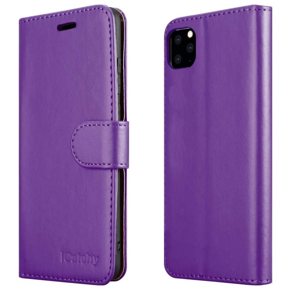 (Purple) For iPhone 11 Phone Wallet Book Leather Case