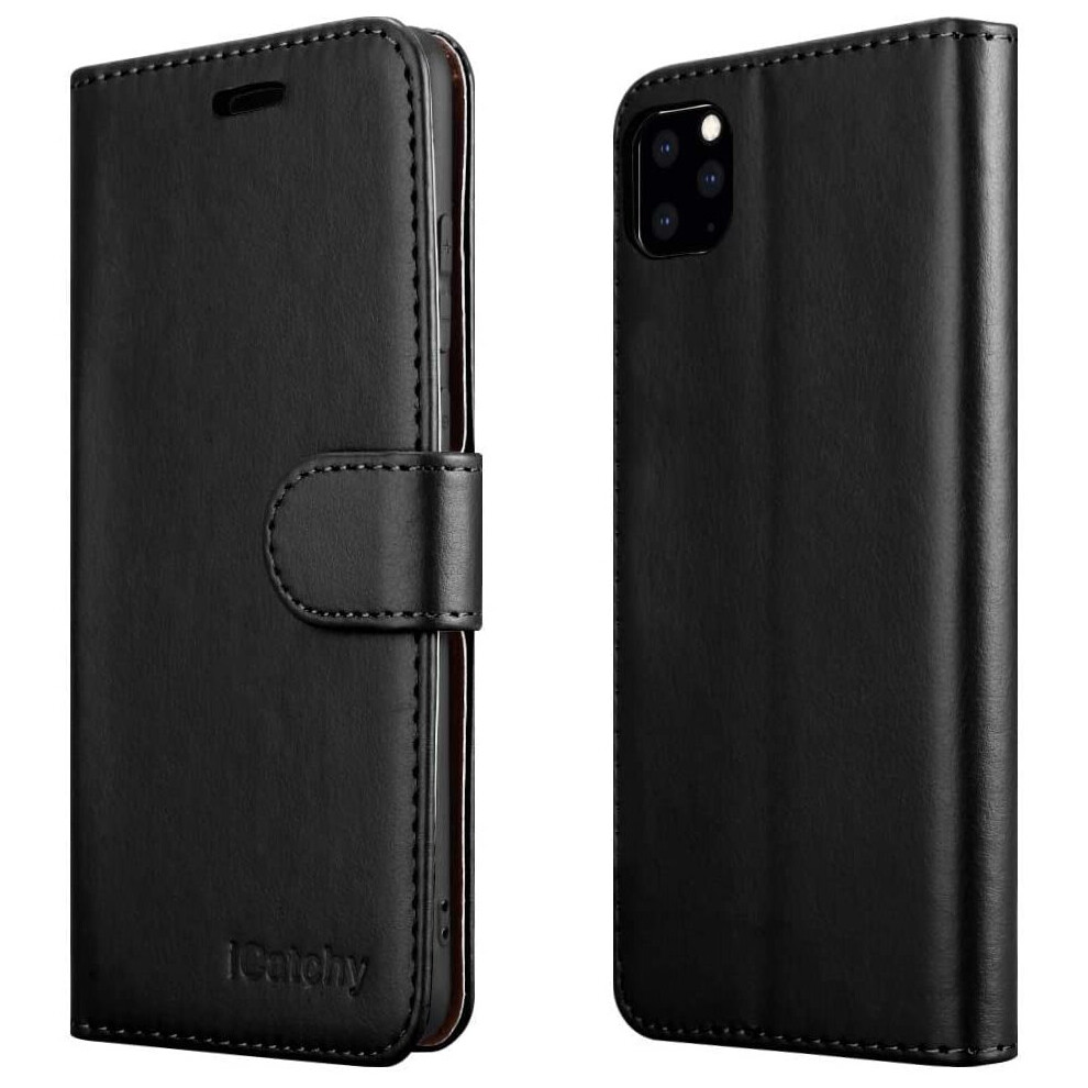 (Black) For iPhone 11 Phone Wallet Book Leather Case