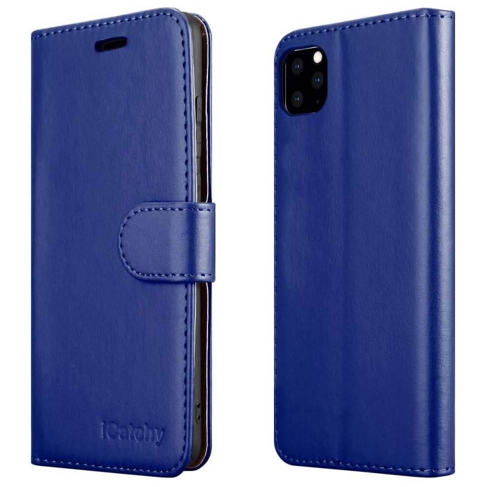 (Blue) For iPhone 11 Phone Wallet Book Leather Case