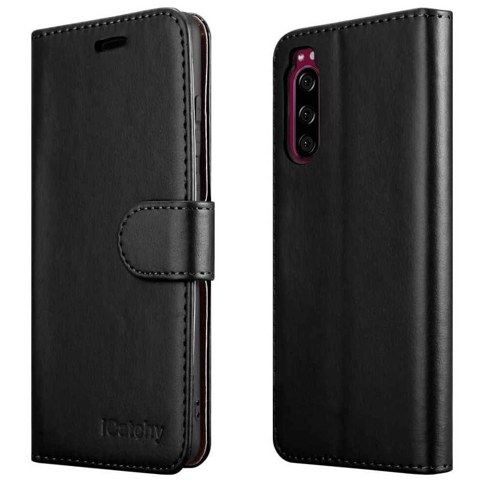 (Black) For Sony Xperia 5 Phone Wallet Book Leather Case Black 5056298030279