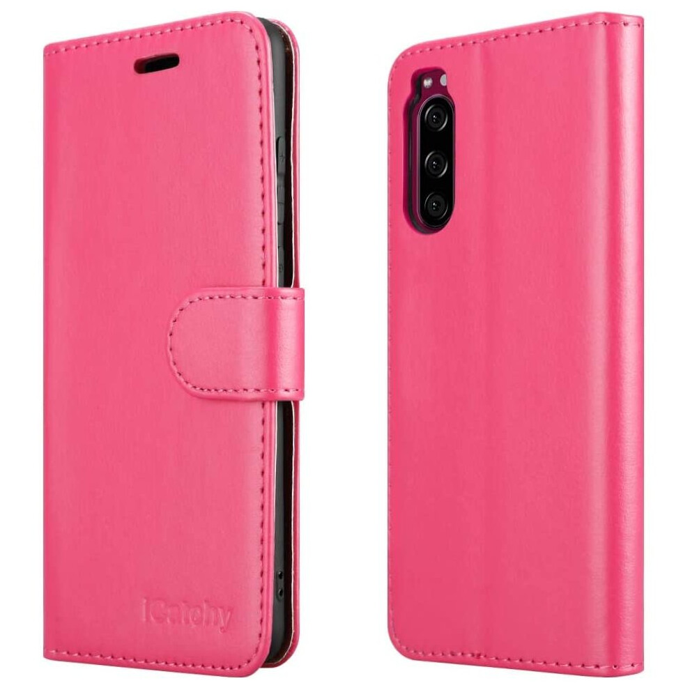 (Pink) For Sony Xperia 5 Phone Wallet Book Leather Case Pink 5056298030309