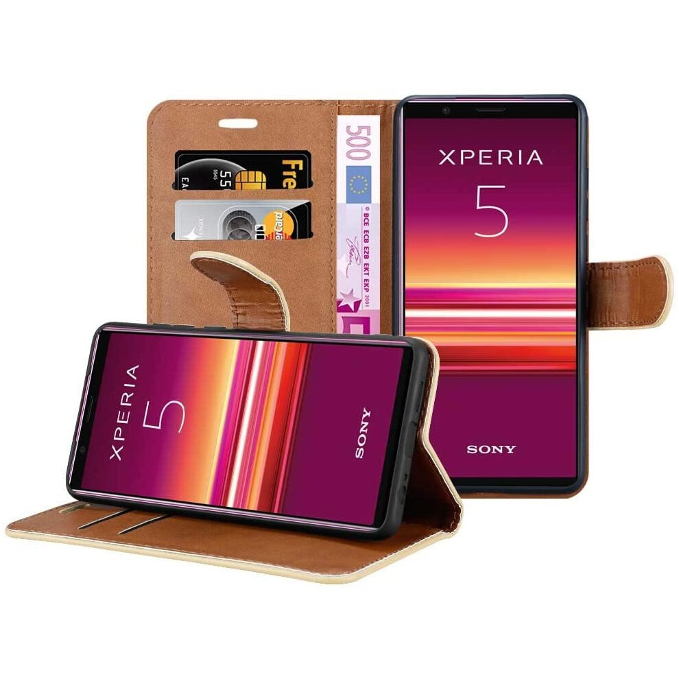 (Blue) For Sony Xperia 5 Phone Wallet Book Leather Case Blue 5056298030293