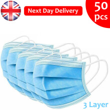 50 x Máscaras faciais Máscaras faciais cirúrgicas descartáveis para proteção da boca