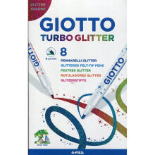 Turbo Glitter tuscher 8 farver GIOTTO