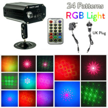 Projecteur LED RGB Laser, lampe d'effets de scène pour fêtes, KTV, DJ et Disco, 24 motifs