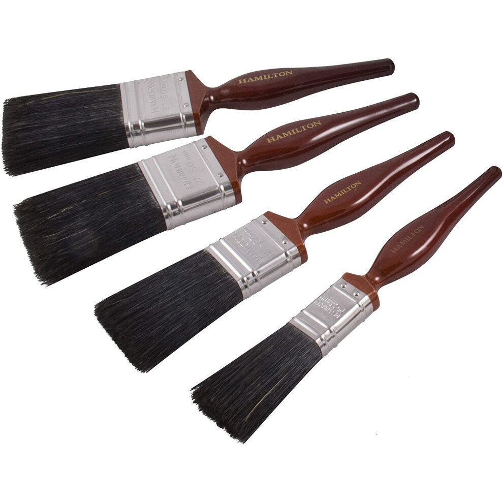 Hamilton 12120-004 Perfection Pure Bristle Flat Paint Brush 4pc Set