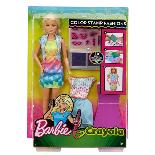 Barbie Set di Moda Crayola Barbie FRP05 Bionda, Multicolore