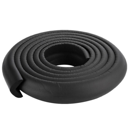 (Black) Edge Guard Baby Safety Proof Protector Cushion Foam Table L Shape Stripe
