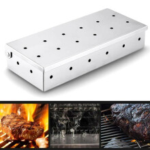 Barbecue BBQ Stainless Steel Box Smoking Wood Chip Smoker Kitchen