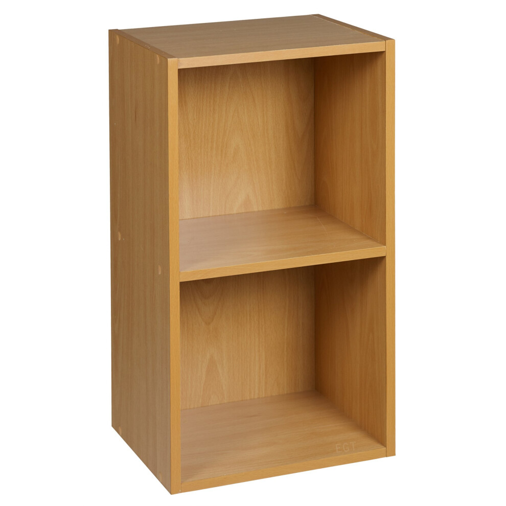 (Beech, 2 Tier) URBN LIVING Wooden Bookcase Storage Shelf