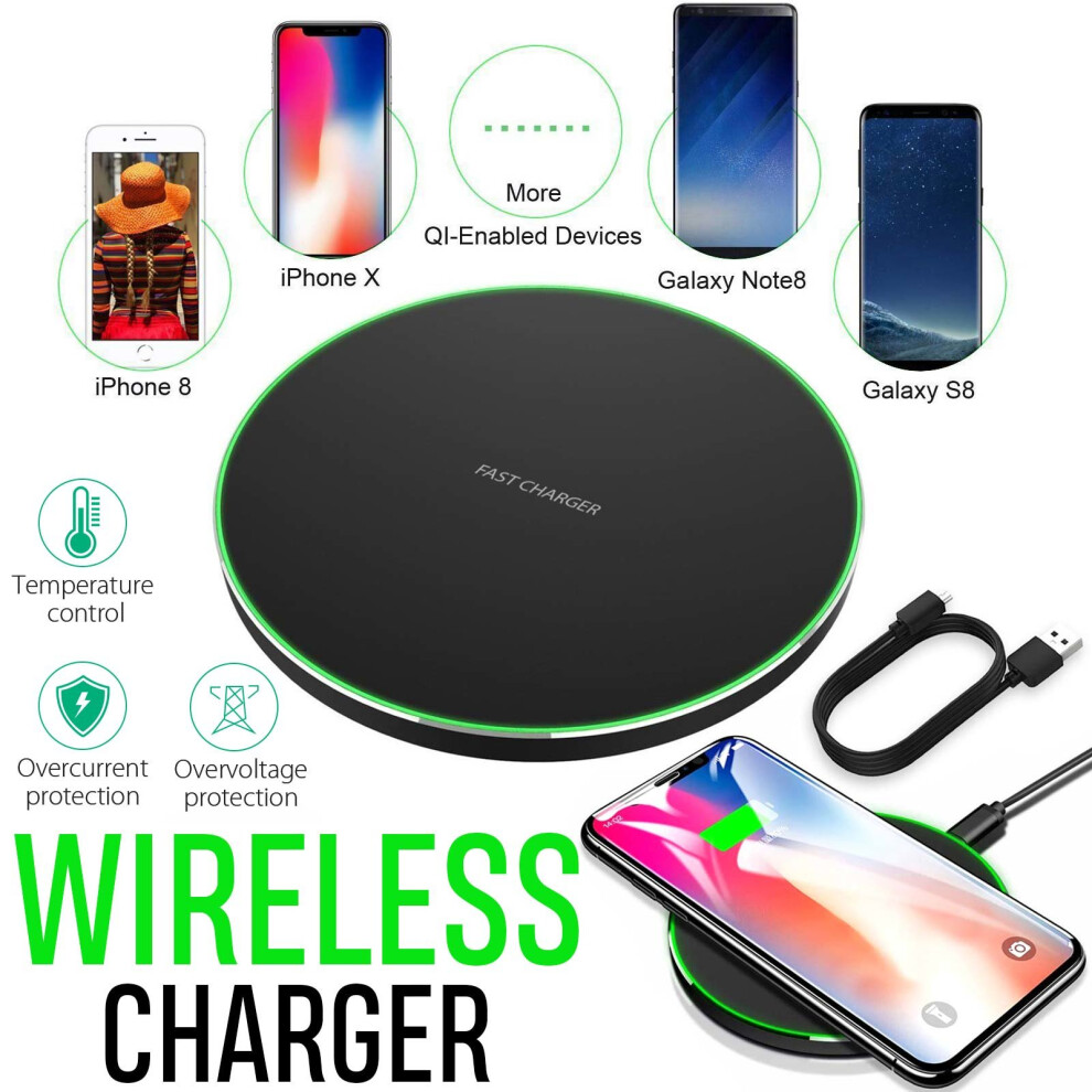 Fast Qi Wireless Charger Pad Mat Dock For iPhone 11 8 Plus X XS Max XR