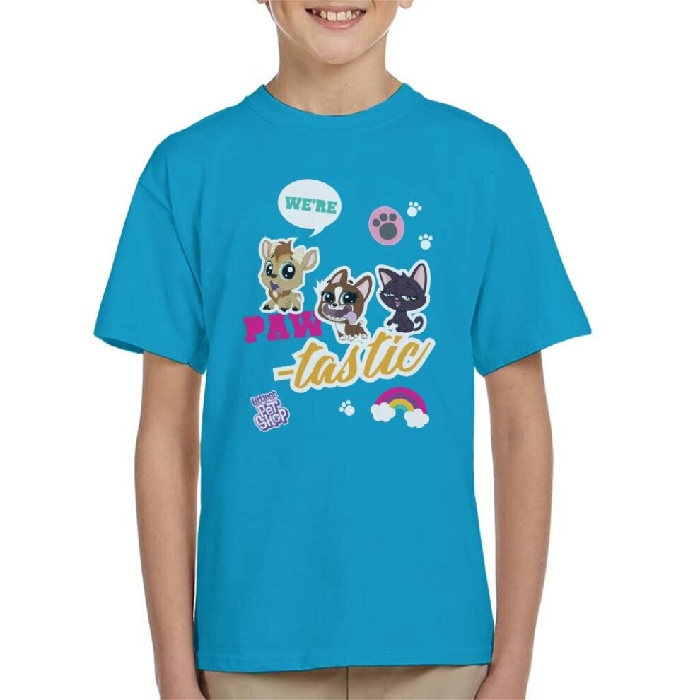 (Medium (7-8 yrs), Sapphire) Littlest Pet Shop We're Paw Tastic Kid's T-Shirt